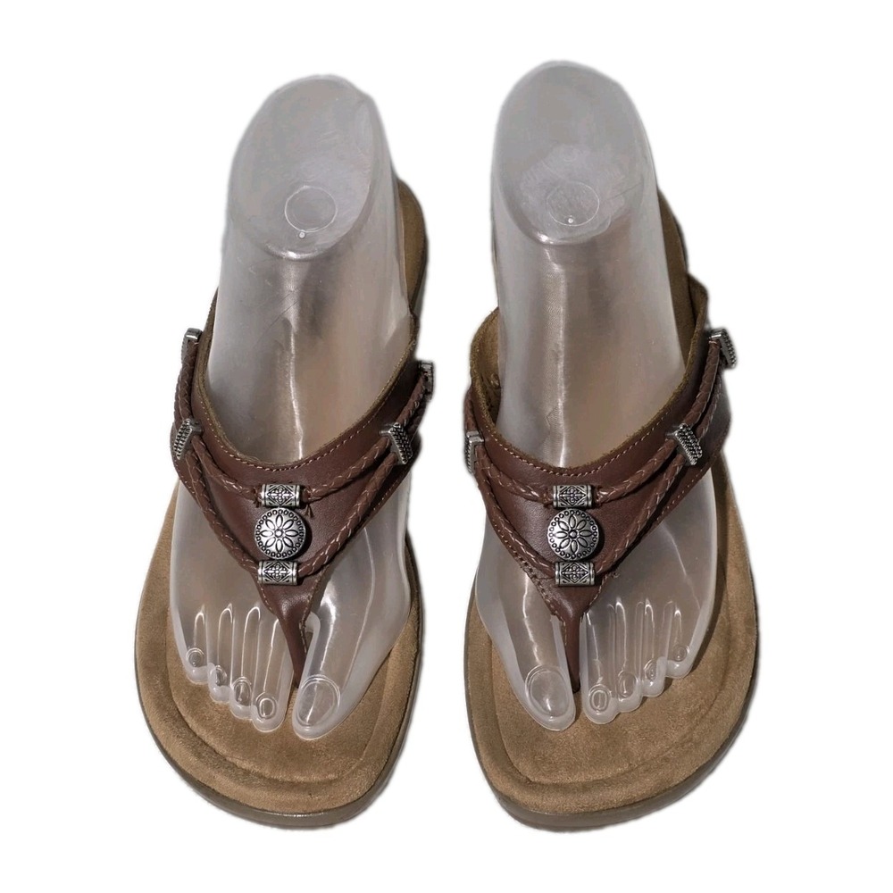 Minnetonka‎ Sz 9 Leather Thong Sandal Brown Southwest Style Excellent Condition